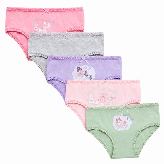 Princess Rose Toddler Girls Underwear Soft Cotton Brief Panties with Lace 5 Pack