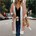 thumbnail image 2 of VISALY Long Cardigans Cardigan with Pockets Women's Fall Cable Knit Cardigan Sweaters Casual Long Sleeve Open Front Loose Outerwear Coats Chunky Cardigan Sweaters Plus Size Cardigan Lightweight Pink M, 2 of 5