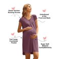 thumbnail image 3 of Ekouaer Womens Nightgown Nightshirt Birthing Gown V Neck Nursing Short Sleep Wear Taro Purple, 3 of 7