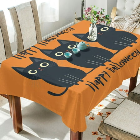 

BZSMCE Square Tablecloth Halloween Black Cats Pattern Tableclothes