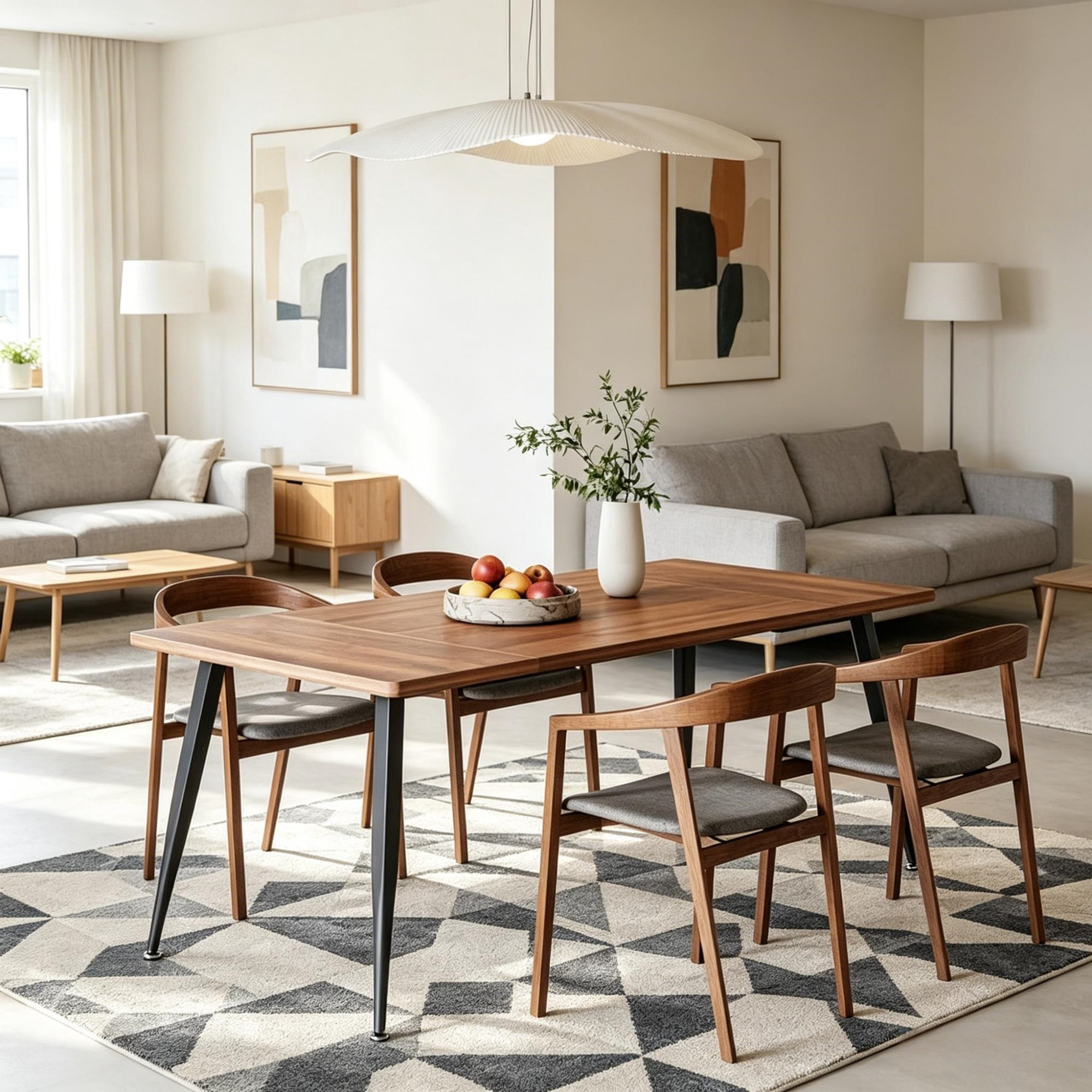 Dining Table, 71 in x 31.5 in Industrial Rectangular Table, MDF Top with Steel Legs, 176 lb Capacity