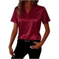 thumbnail image 2 of LVHAOGJOB T-Shirts d'Été pour Femmes à Col en V Chemises à Manches Courtes Hauts pour Femmes Tunique, 2 of 7