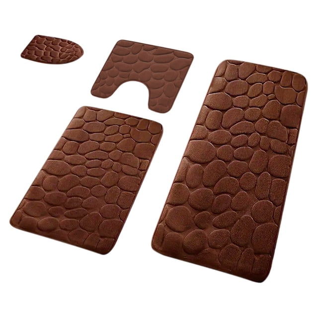 Bwiyojiz Count 4pcs Bath Rugs & Mats Bathroom Rug Set of 4Memory Foam Mat Toilet Soft Absorbent Thick Non-Slip Backing Universal Machine Washable Home Accessories, Polyester, Gifts for Yourself