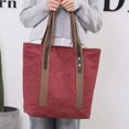 thumbnail image 5 of Canvas bag Women's fashionable portable bag Leisure large capacity satchel-coffee, 5 of 5