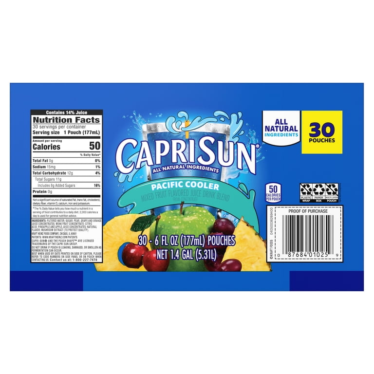 Capri Sun Juice Drink Blend, Pacific Cooler 30 Ea