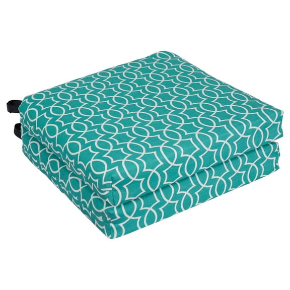 Blazing Needles 93454-2CH-OD-235 20 x 19 in. Patterned Outdoor Chair Cushions, Titan Peacock - Set of 2