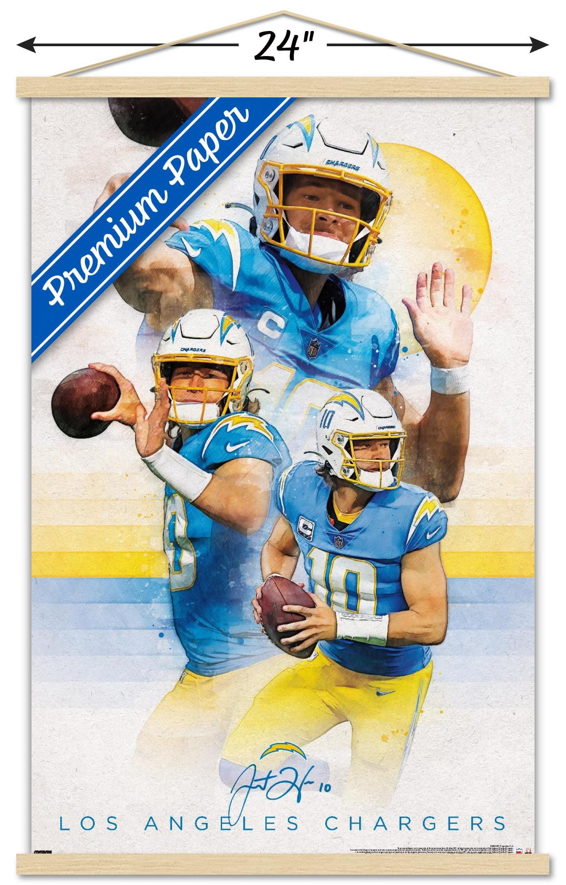 NFL Los Angeles Chargers - Justin Herbert 22 Wall Poster with Magnetic Frame, 22.375" x 34"
