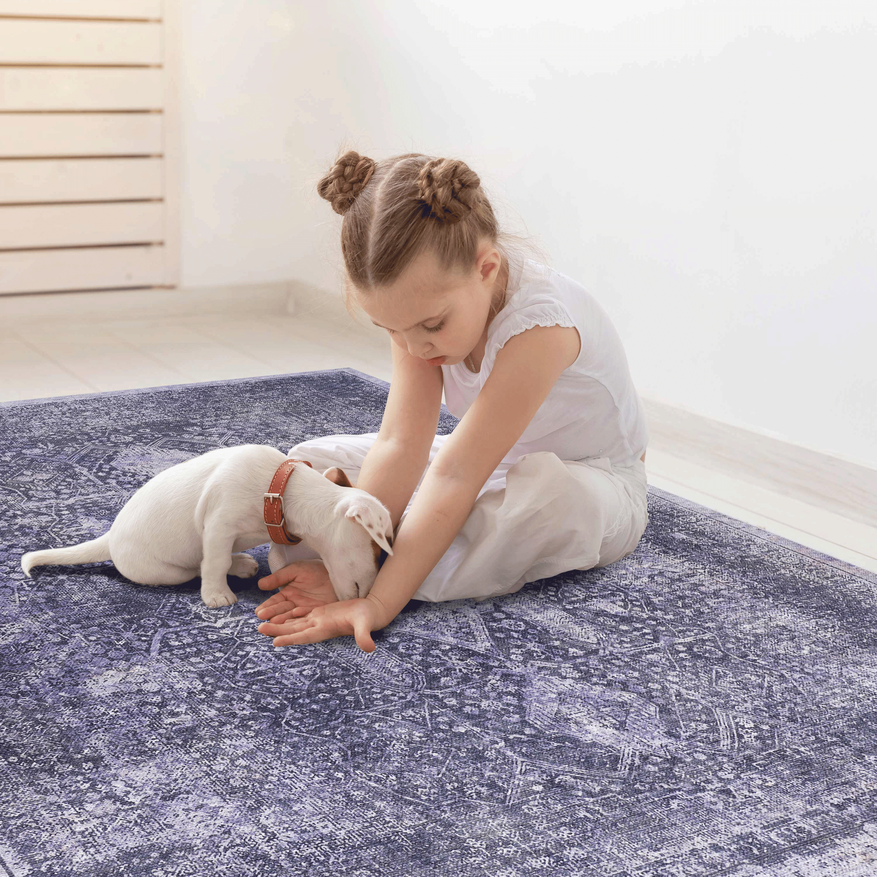 Naar Maval 4X6 Area Rug, Anthracite Oriental, Machine Washable Rugs for Living Room, Non-Slip, Non-Shedding and Foldable Rugs