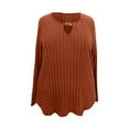thumbnail image 6 of BSDJILFG Plus Size Sweaters for Women Fall Dressy Casual Solid Color Criss Cross V Neck Pleated Tees Long Sleeve Metal Buckle Decoration ,XL-5XL, 6 of 6