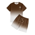 thumbnail image 3 of MNCEKFOD Two Piece Shorts Sets for Men Oversized Short Sleeve O Neck GradientAthletic Suit with Comfy Shorts Relax Fit Tracksuit Brown XL, 3 of 5