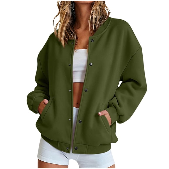 lcziwo Womens Cardigan Sweatshirt Button Down Athletic V Neck Jackets with Pockets Drop Shoulder Winter Sweatshirts 2026 Army Green,S