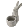 thumbnail image 2 of CC Home Furnishings 12.5" Gray Attentive Standing Rabbit with Basket Weave Accent Planter, 2 of 3