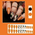thumbnail image 1 of Uñas postizas con forma de hojas naranjas, decoración de uñas para llevar puesta, parche para uñas, 1 of 9