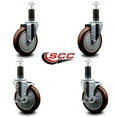 thumbnail image 2 of 5 Inch Maroon Poly Wheel Swivel 1-1/4 Inch Expanding Stem Caster Set 2 Brakes, 2 of 2