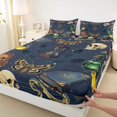 thumbnail image 4 of Castle Fairy Halloween Skull Butterfly Queen Sheets 4 Pieces,Spooky Animal Galaxy Queen Sheet Sets,Navy Blue Pink,1 Fitted Sheet,1 Flat Sheet and 2 Pillowcases, 4 of 6