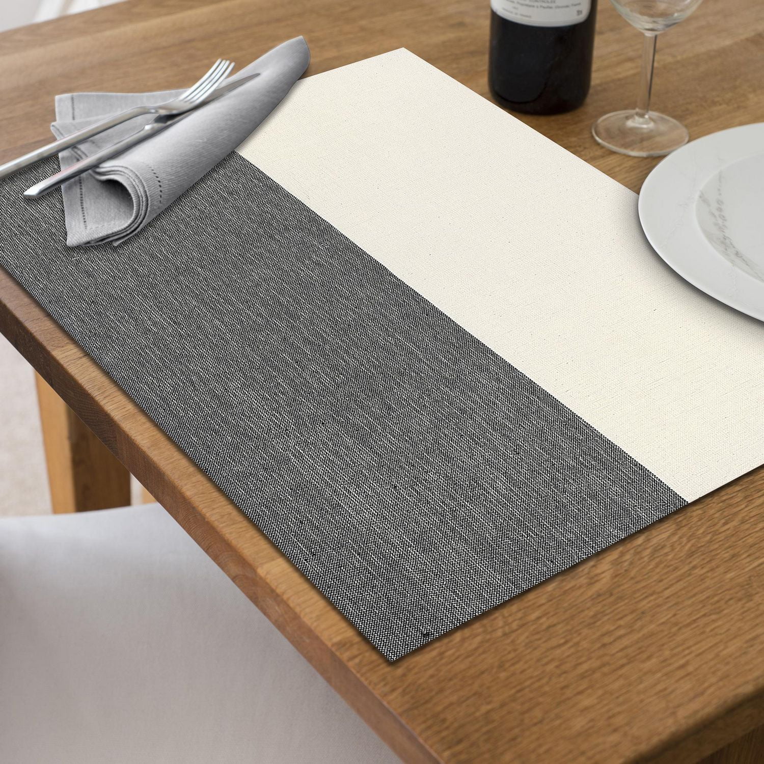 Fused Placemat Block Print Black - Set of 12
