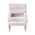 thumbnail image 3 of Castle Place Luxury Upholstered Velvet Accent Chair with Ottoman, Light Pink, 3 of 8
