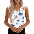 thumbnail image 4 of Tbopshirt Tank Tops for Women Summer V Neck Floral Print Satin Sleeveless Dressy Blouses Plus Size,L, 4 of 7