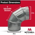 thumbnail image 2 of Codo de conducto ajustable, 90 grados, HVAC Mitchell Metal, 4 pulgadas, 2 of 6