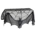 thumbnail image 1 of Cubierta de bufanda de manto de chimenea de Halloween, cubierta de telaraña con telaraña escalofriante, decoración de ventana, bufanda de manto de encaje negro, 1 of 3