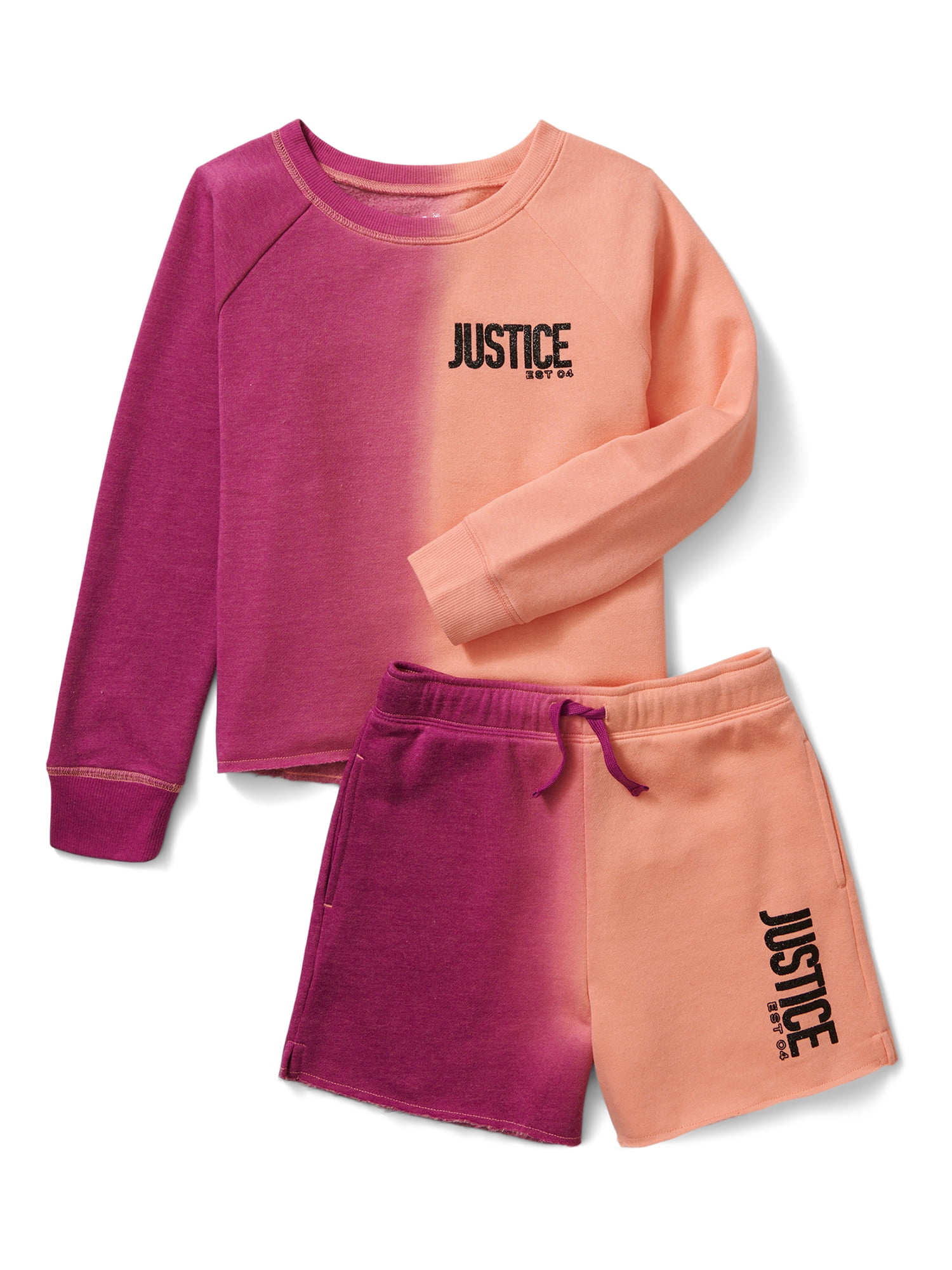 Justice Girls Fleece Lounge Sweatshirt & Midi Short Set, Sizes XS-XLP