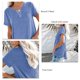 thumbnail image 4 of Camiseta holgada informal de verano con cuello en V redondo y manga corta de color puro para mujer para uso diario, 4 of 5