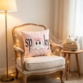 thumbnail image 4 of Aurorax Halloween Pillow Covers 18x18,Square Decorative Pink Pillow Covers for Couch Sofa,Cute Spooky Pink Ghost Decor for Halloween Home Indoor, 4 of 6