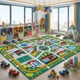 thumbnail image 5 of Brythos 5x7 ft Kids Car Road Rug, Large City Traffic Play Mat with Non-Slip Train Track Carpet for Playroom Nursery, 5 of 6