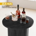 thumbnail image 3 of Pusnapku 36" Round Bar Table, Fluted High Top Table with Hidden Storage and Sliding Door, Wood Modern Home Bar Unit, Small Cocktail Table for Dining Room, 3 of 9