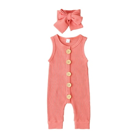 

Yubatuo Infant Newborn Baby Boys Girls Romper Summer Sleveeless Jumpsuit One-peice Suit Pink 90