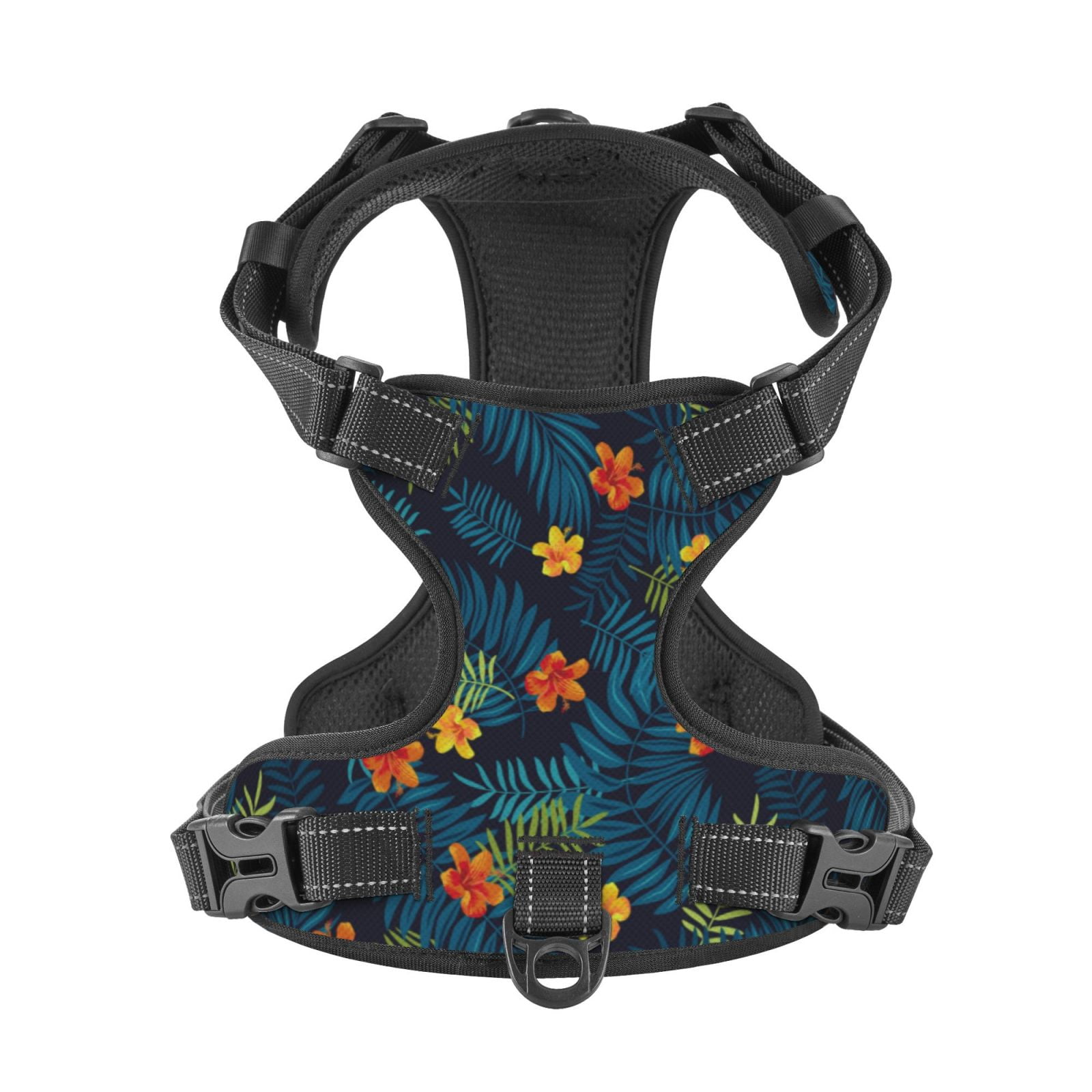 Kdxio Hawaiian Style Print No Pull Dog Harness Adjustable Reflective Oxford Easy Control Medium Large Dog Harness for Training and Everyday-Small