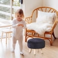 thumbnail image 6 of Round Mushroom Footstool Ottoman – Rabbit Wool Upholstered Small Stool with Solid Wood Legs, Cute Shoe Changing Stool, Step Stool, Sofa Footrest for Living Room & Bedroom Black, 6 of 7