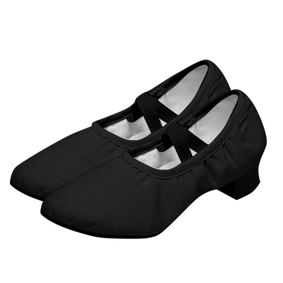 Black Womens Dance Shoes Heels For Practice Latin Exercise Non Slip Soft Sole Comfortable Mid Heel Shoes For Ballroom Training Performance Size 42