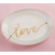White Love Trinket Dish With Gold Foil Print