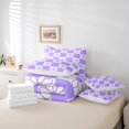 thumbnail image 6 of Manfei Kawaii Floral Blossom 7-Piece Bedding Comforter Set,Geometric Plaid Grid King Bedding Sets,White Purple Bed Sheets For Gitsl Kids,Super Cozy Room Decor Reversible, 6 of 8