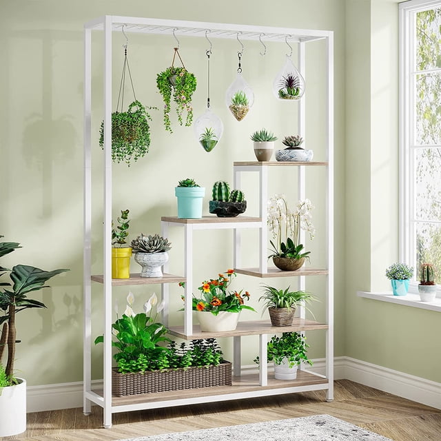 Tribesigns 5-Tier Tall Indoor Plant Stand, 70.9" Metal Plant Shelf, Display Rack for Indoor, White