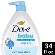 Baby Dove Sensitive Skin Care Baby Wash For Baby Bath Time Rich Moisture Tear-Free and Hypoallergenic, 34 FL OZ