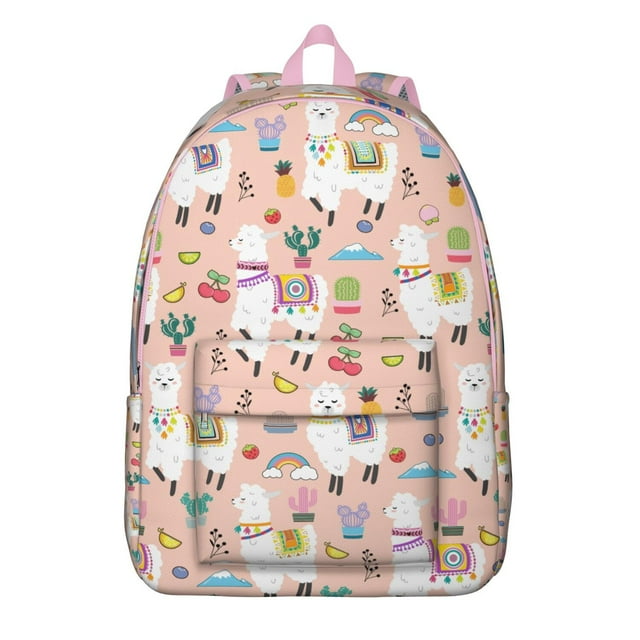 Cute Alpaca Pattern Backpack – Funny Llama Face Cartoon Bookbag for School, Travel, and Daily Commute