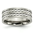 thumbnail image 1 of Titanium Sterling Silver Braided Inlay 8mm Brushed and Antiqued Band Size 7, 1 of 6