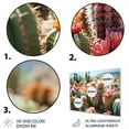 thumbnail image 3 of Designart "Green Pink Cactus landscape I" Floral Metal Wall Art, 3 of 5