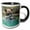 Black/White, variant on 3drose, Alaska, Lake Clark. Grizzly Bear Sitting in the Water Holds Fish., 11oz Two-tone Black Mug