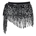 thumbnail image 2 of Womens Belly Dance Skirt Sparkly Sequin Fringe Belly Dancing Skirt Latin Dance Hula Hip Scarf Sequin Tassel Skirts, 2 of 4