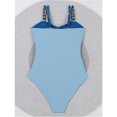 thumbnail image 2 of SMZ Women's Cut Out Colorblock One Piece Swimsuit Ruched Swimwear Bathing Suit, 2 of 5