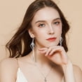 thumbnail image 4 of Lancharmed Women's Earrings Hook Zirconia Double Diamond Tassel Silver Plated Earring Gifts for Women, 4 of 7