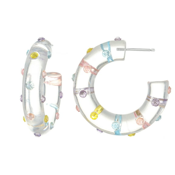 Packed Party Clear Acrylic Gem Studded Hoops, 1 Pair