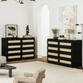 thumbnail image 3 of 8-Drawer Rattan Dresser - Wood Storage for Bedroom, Living Room, Hallway,Black, 3 of 7
