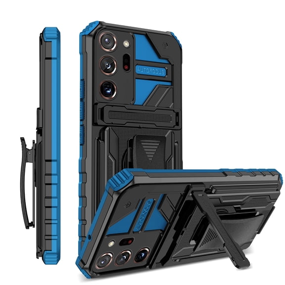 For Samsung Galaxy Note 20 Ultra Case with Belt Clip Holster, Heavy Duty Military Grade Drop Protective, 360 Rotating Kickstand Shockproof TPU Shell Durable Rugged Cover, Blue