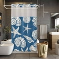 thumbnail image 5 of No Hook Lake Blue Starfish Coastal Shower Curtain with Snap in Liner Set, Shell Summer Beach Nautical Waterproof Fabric Bathroom Curtains with See Through Top Window, Hotel Style Stall 54 x 78 Inch, 5 of 9