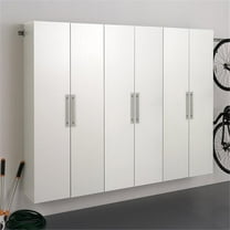 Prepac HangUps 3 Piece 90" Large Wall Mounted Garage Cabinet Set in White