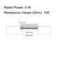 thumbnail image 3 of Uxcell 30Pcs 5W 5 Watt Resistor de Película de Óxido Metálico 10K Ohm ±5% Tolerancia, 3 of 7